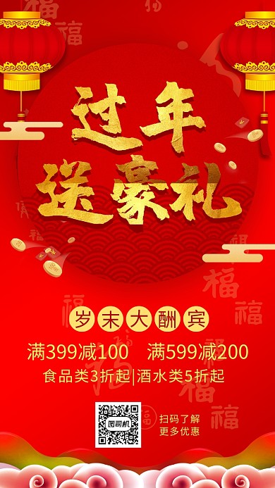 2020鼠年过年送礼年货手机海报