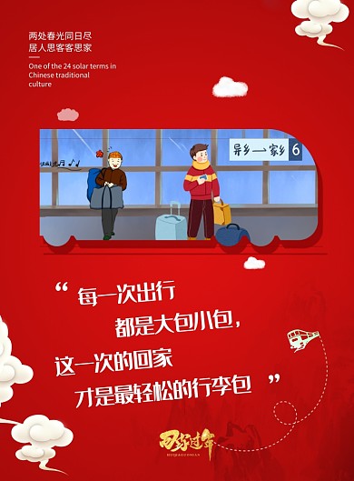 简约大气春节回家过年海报