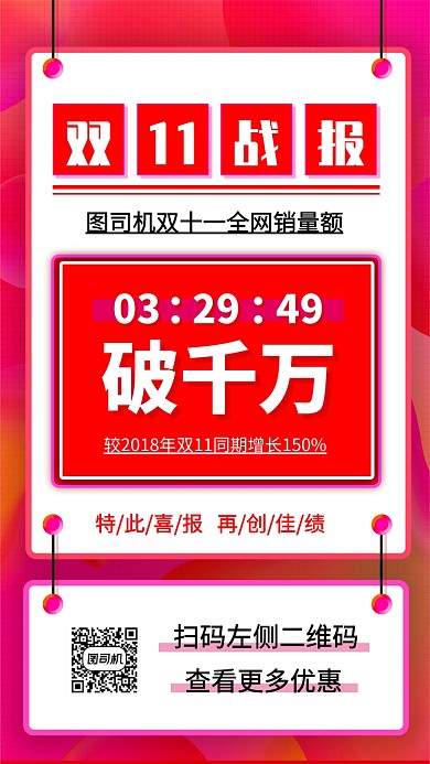 双十一战报手机海报