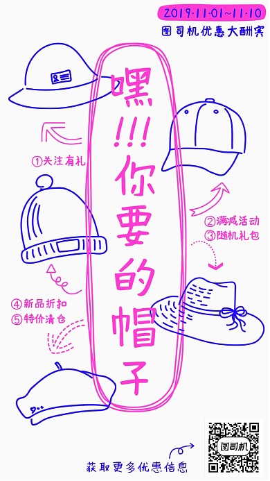 创意帽子促销手机海报