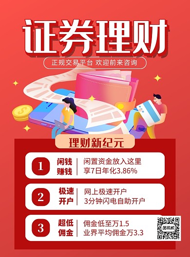 红色简约证券理财金融宣传海报