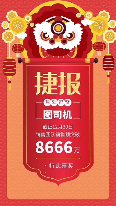 喜庆企业年终销售捷报海报