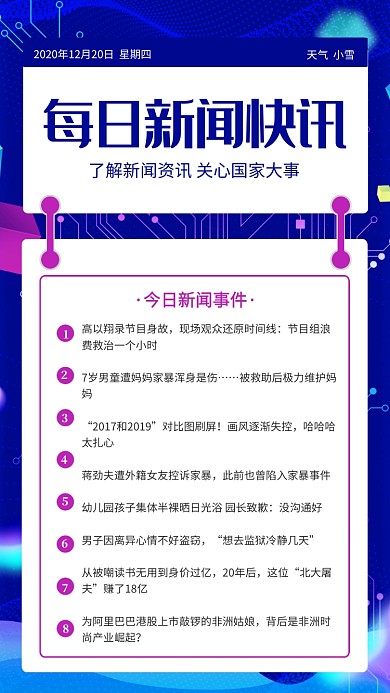 科技风每日资讯手机海报