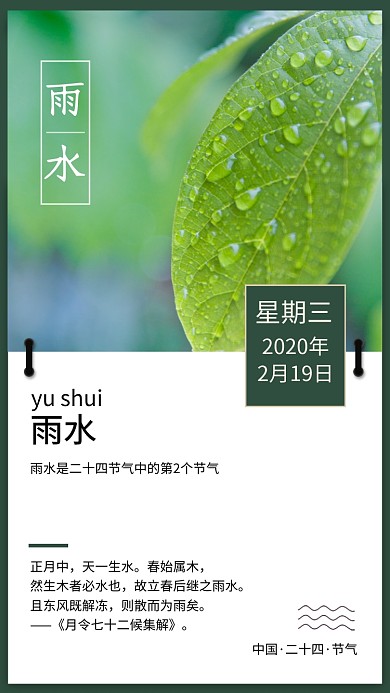 雨水二十四节气之一海报