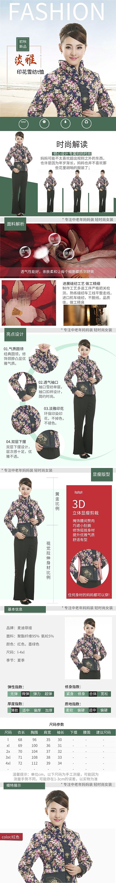 初秋新品妈妈装中老年女装详情页