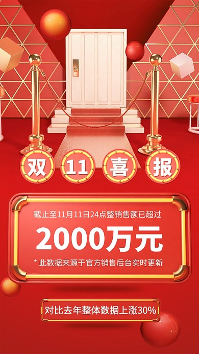 双十一双十二战报捷报喜报手机海报