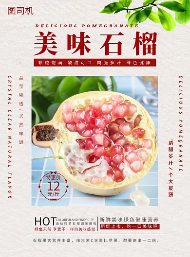 新鲜石榴宣传促销海报