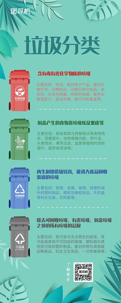 绿色简约风垃圾分类手机海报