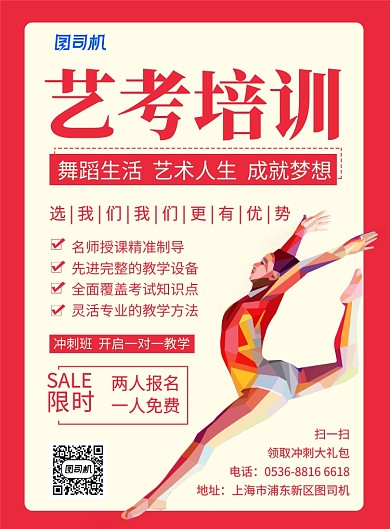 创意艺考舞蹈培训冲刺班报名招生印刷海报