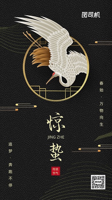 质感简约惊蛰传统节气手机海报