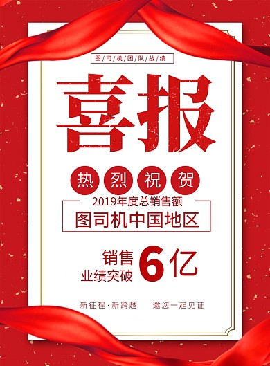 红色喜庆2020喜报业绩汇报宣传海报