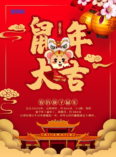 简约大气鼠年新年海报