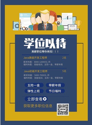 商务风高薪诚聘印刷海报