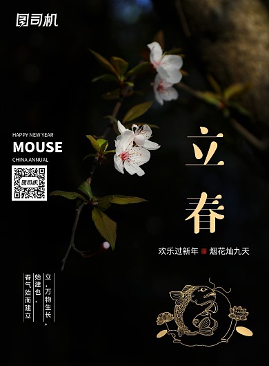 简约黑色立春海报