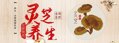 复古风养生灵芝淘宝banner