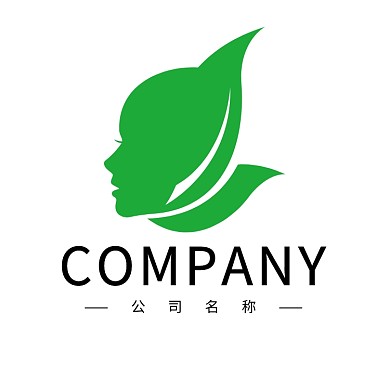 绿色植物女人logo设计