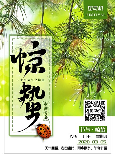 简约大气二十四节气之惊蛰主题海报