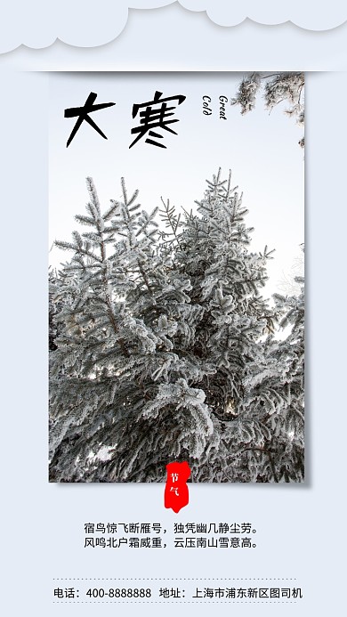 现代简约大气节气大寒手机海报