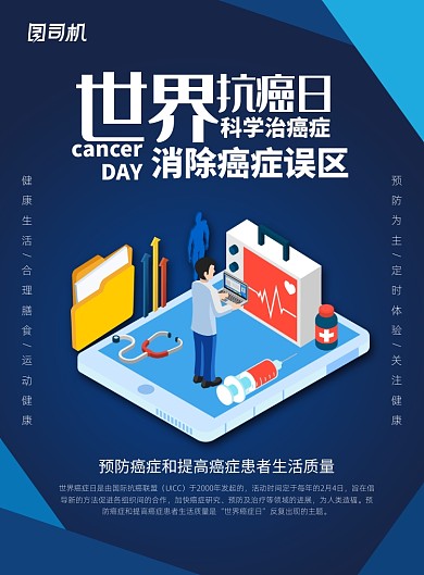 世界抗癌日健康宣传广告印刷海报