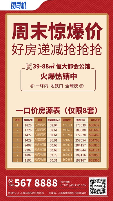 周末惊爆价房地产价格表手机海报