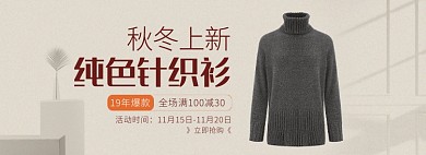 天猫女装针织衫秋冬新款优惠促销淘宝banner