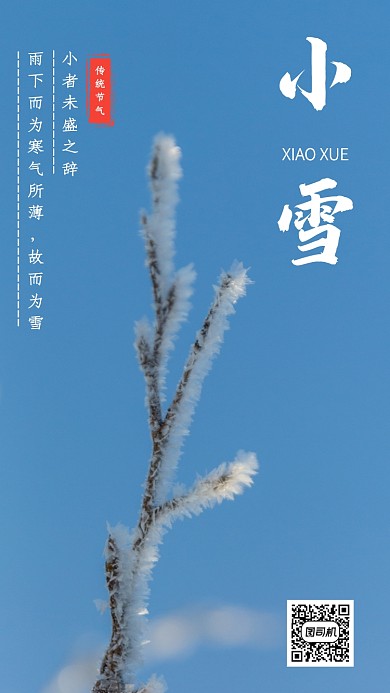 摄影风简约小雪传统节气手机海报