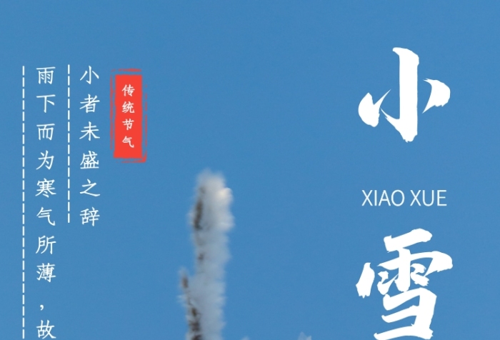 摄影风简约小雪传统节气手机海报