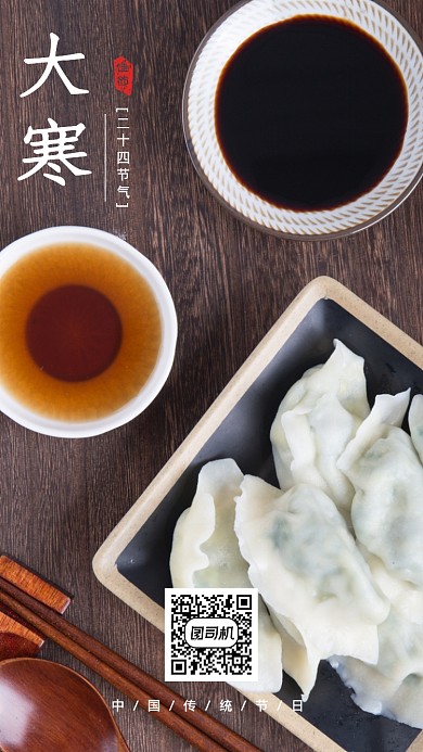 大寒二十四节气简约手机海报