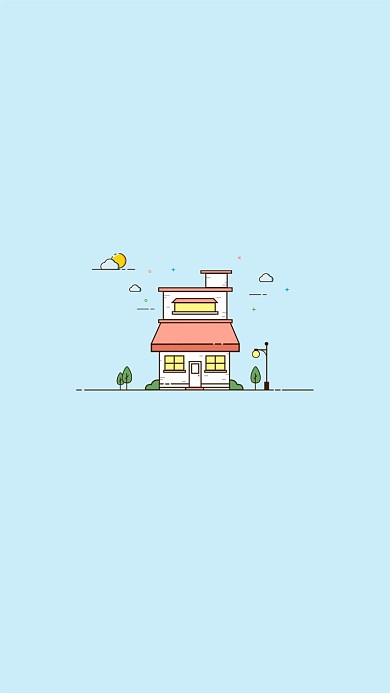 小房子插画手机壁纸