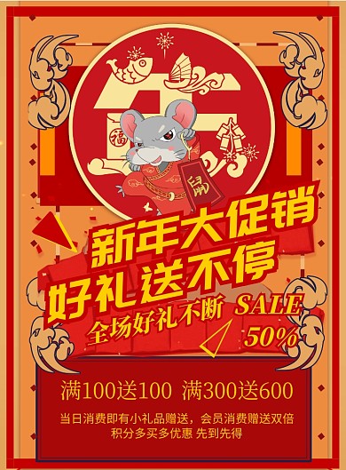 新年商务促销优惠印刷海报