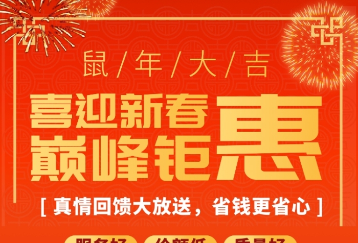 黄色鼠年大吉迎春特惠推广海报