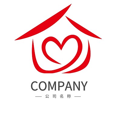 红色爱心温暖房子logo