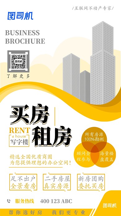 创意时尚买房租房主题宣传手机海报