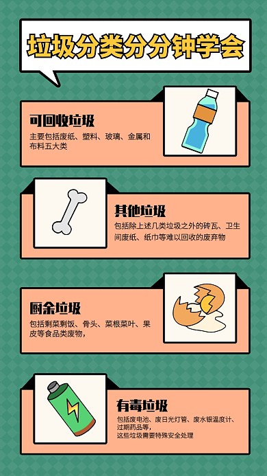 垃圾分类分分钟学会科普手机海报