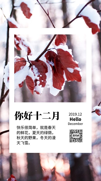 每月一签你好12月手机海报