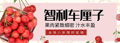 粉色简约进口车厘子淘宝banner