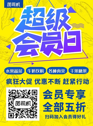 时尚风格会员专享超市促销海报