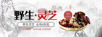 天猫长白山野生灵芝限时优惠促销淘宝banner