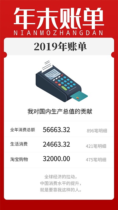 大气红色年末账单海报
