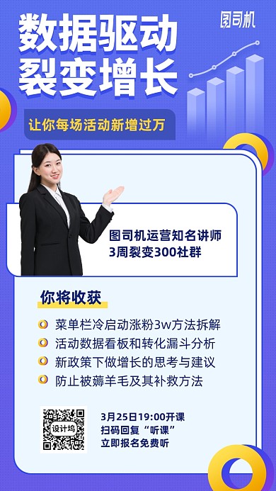 新媒体裂变增长课程手机海报