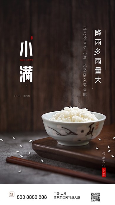 清新摄影米饭小满节气海报