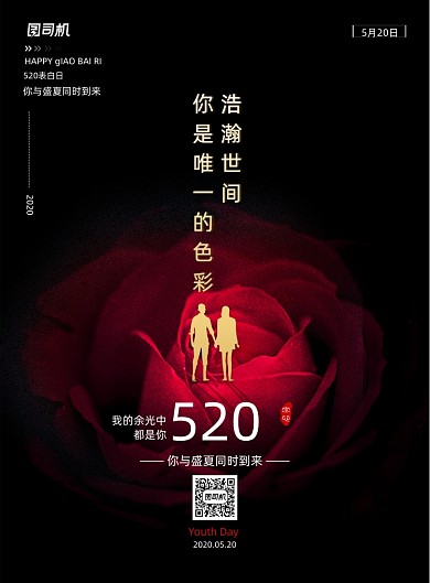520告白日玫瑰情侣宣传海报