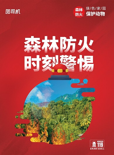 红色森林防火防范海报
