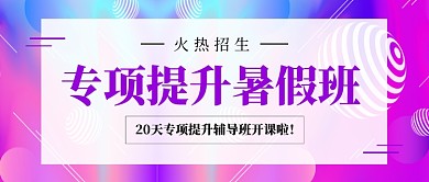 紫色简约暑假班招生公众号首图