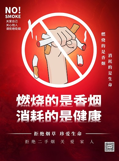 戒烟吸烟有害健康印刷海报