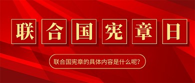 联合国宪章日红色简约新媒体配图