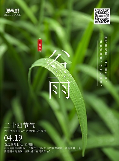 谷雨节气印刷海报