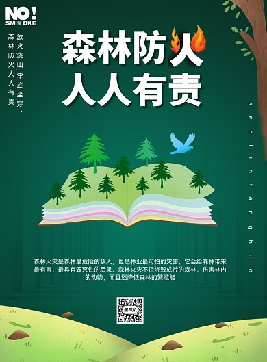 绿色森林防火印刷海报