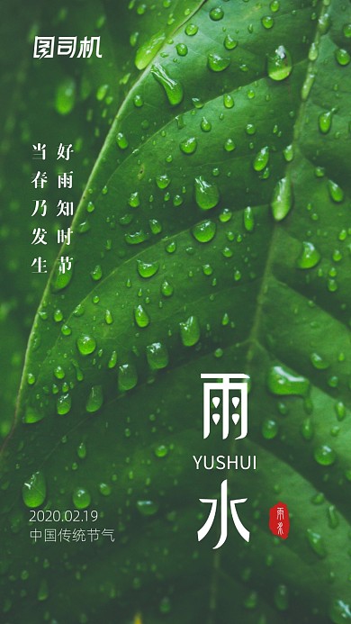 简约雨水手机海报
