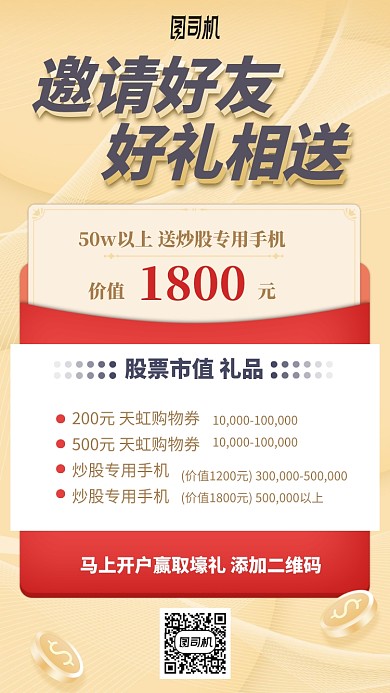 时尚简约炒股手机海报